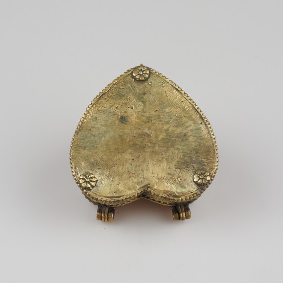 Brass Tribal Art Golden Heart Shape Trinket Box - image 7