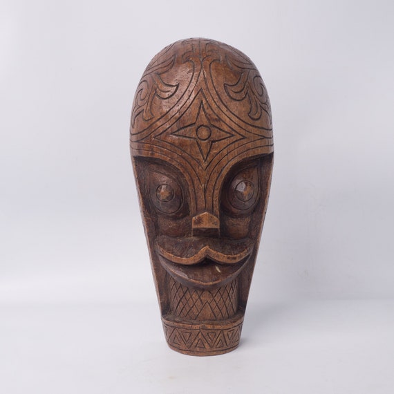 Vintage Oriental Wooden Carved Mask - image 1