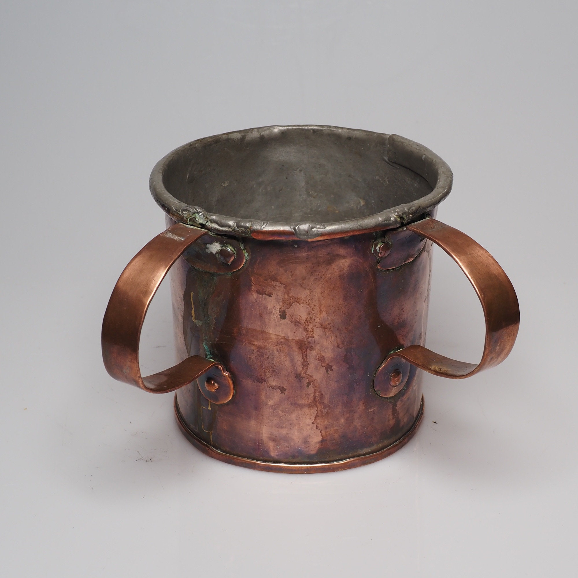 Antique Double Handed Copper And Tin Pass Cup