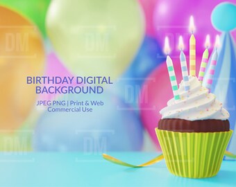 Cupcake Background Birthday Candles Digital Background - Etsy Ireland