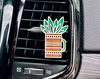 White pot succulent car air freshener |Car air freshener | Auto air diffuser | Essential oil diffuser | Car Accessory