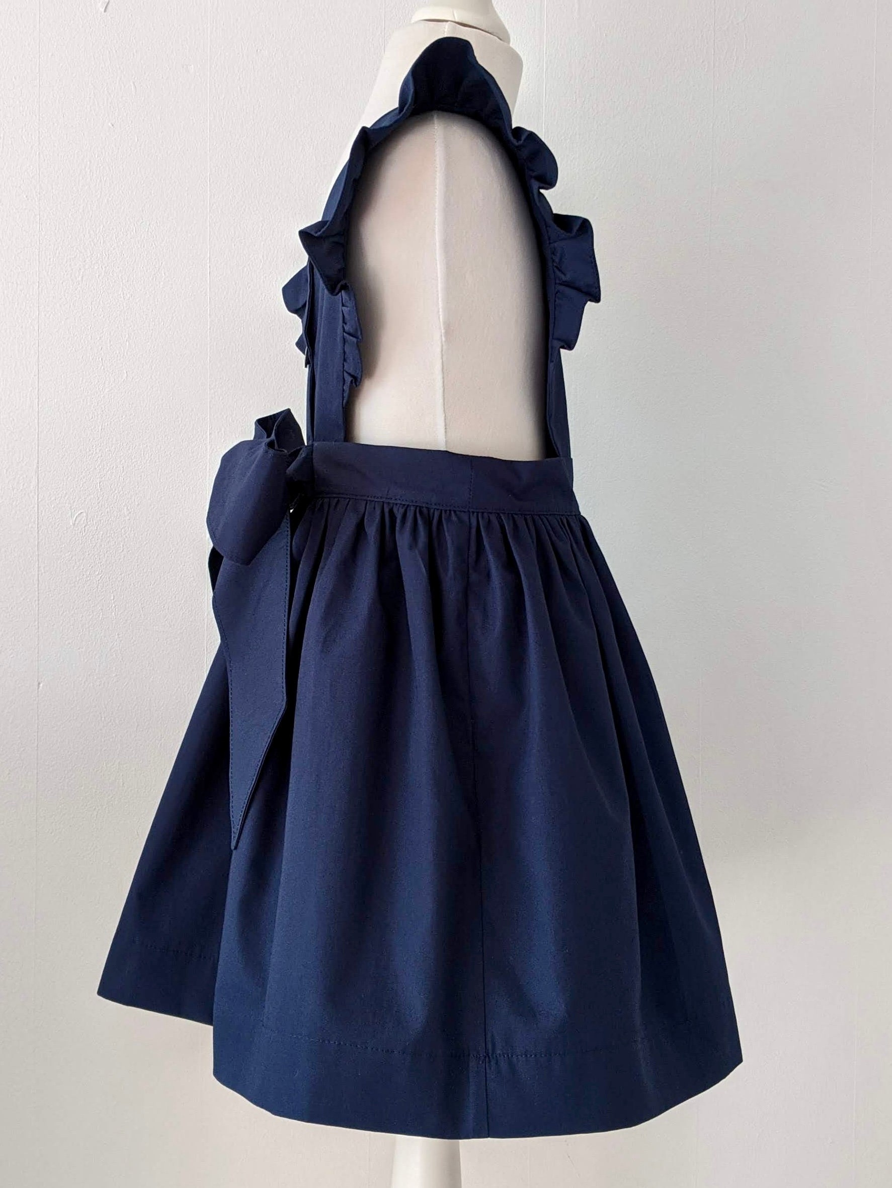 ladies navy pinafore dress Fiona Check Pinafore Dress, Navy