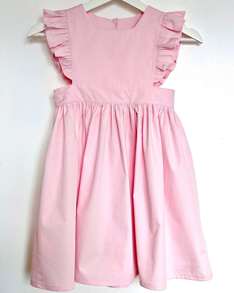 Girls Pinafore Dress in 26 Colour Options. Light Pink Flutter Etsy