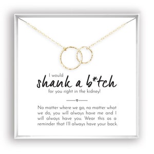 Funny Gift for Friend, Sister, Best Friend, Woman Necklace, I’d Shank a B for You, Funny Birthday Gift, in 14kt Gold Filled, Silver, Rose,BW