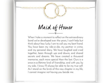 Maid of Honor Thank you Gift from Bride, Dainty necklace Sterling Silver, 14kt Gold Filled, Rose Gold, Maid of Honor Necklace, Wedding Party