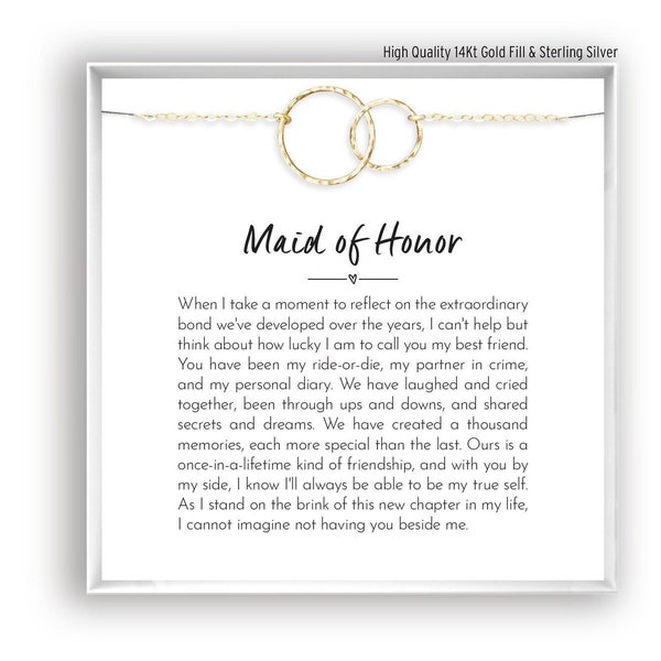 Maid of Honor Thank you Gift from Bride, Dainty necklace Sterling Silver, 14kt Gold Filled, Rose Gold, Maid of Honor Necklace, Wedding Party