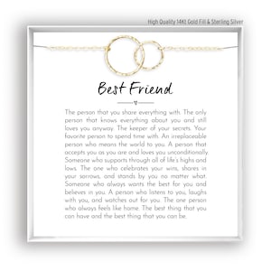 Collier meilleure amie pour meilleure amie, cadeau pour meilleure amie, meilleure amie, citations, poème carte pour meilleure amie, remplissage d'or 14 carats, rose, argent