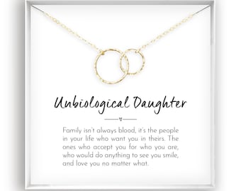 Unbiological Daughter Gift, Step Daughter Gift, Stepdaughter Necklace, Daughter Jewelry, Birthday Gift, in  14kt Gold Filled Rose Silver