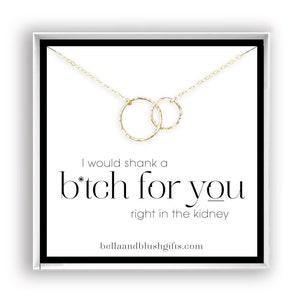 Funny Gift for Friend, Sister, Best Friend, Woman Necklace, I’d Shank a B for You, Funny Birthday Gift, in 14kt Gold Filled, Silver, Rose