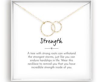 Strength Necklace Gift Support Jewelry Empowering Gift Motivational Gift Inspirational Gift Encouragement Gift, 14kt Gold Filled Rose Silver