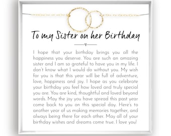 Sister Birthday Gift, Sister Birthday Jewelry, Sister Necklace Gift, Thoughtful Gift, Message Card Quote, in 14kt Gold Filled, Rose, Silver