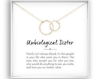 Unbiological Sister Gift, Best Friend Necklace, Big Little Sorority, Soul Sister, Bridesmaid Gift, 14kt Gold Filled, Rose, Sterling Silver