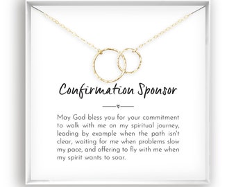 Confirmation de cadeau du parrainage pour femme Collier de confirmation du sponsoring Cadeaux pour les sponsors Cadeau religieux de remerciement, or 14 carats rempli d'argent