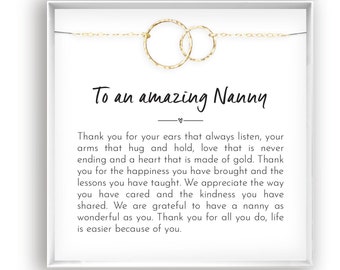 Nanny Gift for Nanny Necklace Thank You Gift for Nanny Appreciation Gift for Nanny Jewelry Gift, in 14kt Gold Filled, Rose, Sterling Silver