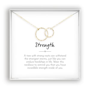 Strength Necklace Gift Support Jewelry Empowering Gift Motivational Gift Inspirational Gift Encouragement Gift, 14kt Gold Filled Rose Silver