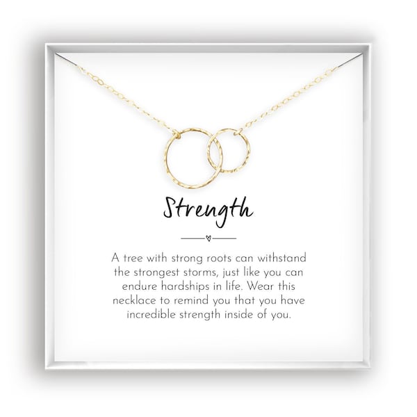 Strength Necklace Gift Support Jewelry Empowering Gift Motivational Gift Inspirational Gift Encouragement Gift, 14kt Gold Filled Rose Silver