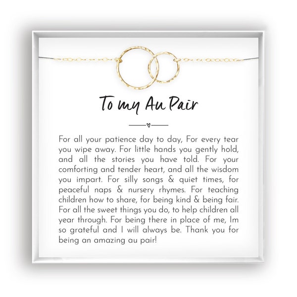 Au Pair Gift, Thank You Gift for Au Pair, Child Care Gift, Au Pair Appreciation, Au Pair Jewelry, in 14kt Gold Filled, Rose, Silver