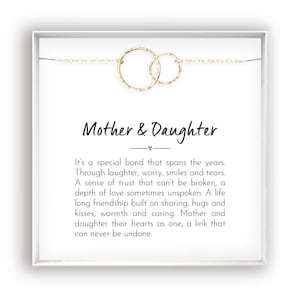 Collier mère fille pour maman, cadeau de fête des mères, cadeau de Noël fille, bijoux pour maman, en or 14 carats, rose, argent 