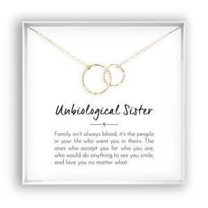 Unbiological Sister Gift, Best Friend Necklace, Big Little Sorority, Soul Sister, Bridesmaid Gift, 14kt Gold Filled, Rose, Sterling Silver