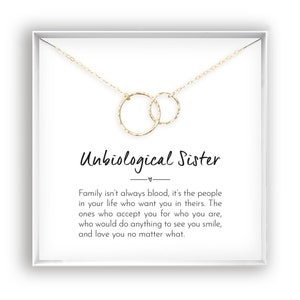 Cadeau non biologique pour soeur, collier meilleure amie, grande petite sororité, âme soeur, cadeau de demoiselle d'honneur, or 14 carats, rose, argent sterling