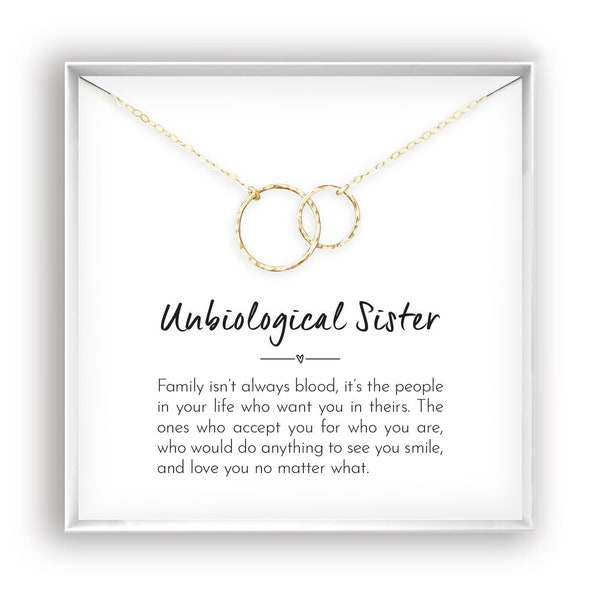 Unbiological Sister Gift, Best Friend Necklace, Big Little Sorority, Soul Sister, Bridesmaid Gift, 14kt Gold Filled, Rose, Sterling Silver
