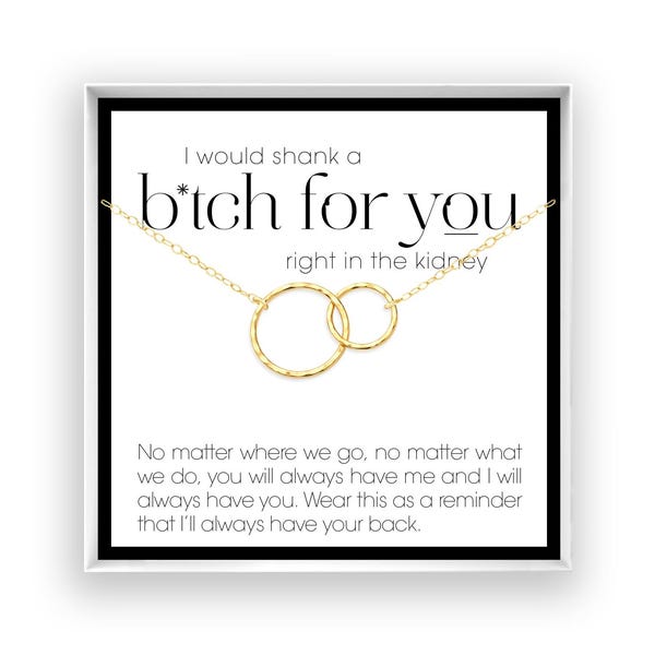 Funny Gift for Friend, Sister, Best Friend, Woman Necklace, I’d Shank a B for You, Funny Birthday Gift, 14kt gold filled silver rose BW
