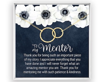 Collar de regalo para mentor, agradecimiento a un mentor, reconocimiento a un mentor, asesor, colega, protegido, coach de vida, chapado en oro de 14 kt, rosa, plata NF