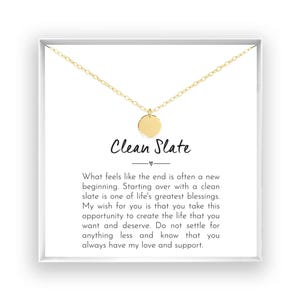 New Beginnings Gift for Her, Divorced Gift, New Job, Break up Gift Necklace, Moving Gift, Clean Slate, 14K Gold Filled, Rose Gold, Silver W