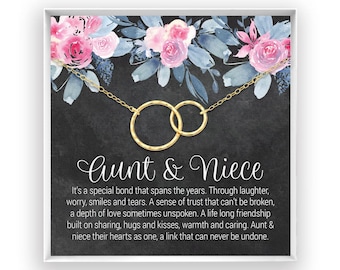 Aunt Niece Necklace, Aunt Niece Gift, Aunt Niece Jewelry, Aunt Niece Quotes, Birthday Gift, Christmas Gift, 14kt Gold Fill, Rose, Silver BF