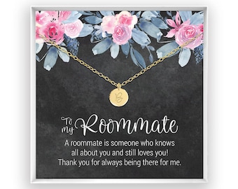 Personalized Roommate Gift, College Roommate, Roommate Necklace, Roommate Jewelry, Birthday Gift, Roomies Gift, 14kt Gold Filled Silver Rose