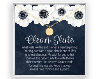 New Beginnings Gift for Her, Divorced Gift, New Job, Break up Gift Necklace, Moving Gift, Clean Slate, 14K Gold Filled, Rose Gold, Silver NF