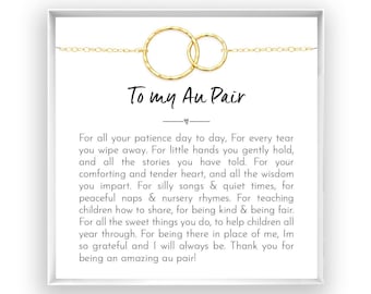 Au Pair Gift, Thank You Gift for Au Pair, Child Care Gift, Au Pair Appreciation, Au Pair Jewelry, in 14kt Gold Filled, Rose, Silver W