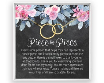 Autism Necklace, Puzzle Piece Necklace, Autism Awareness Necklace, Autism Teacher Gift, Behaviorist Gift, Gold Filled, Rose Gold, Silver BF