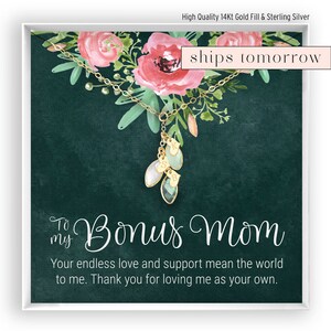Bonus Mom Gift, Stepmother Birthstone Necklace, Stepmom Gift, Kids Initial Necklace, Other Mother, Mother in Law, Gold Fill, Rose, Silver