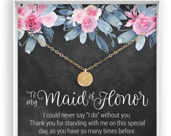 Personalized Maid of Honor Gift, MoH Necklace, Maid of Honor Proposal, Gift Box, Thank you, 14kt Gold Fill, Sterling Silver, Rose Gold Fill