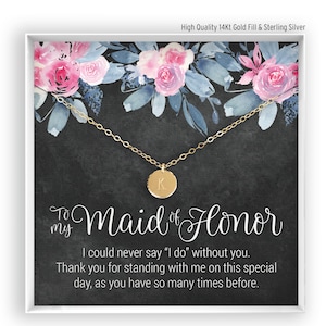 Personalized Maid of Honor Gift, MoH Necklace, Maid of Honor Proposal, Gift Box, Thank you, 14kt Gold Fill, Sterling Silver, Rose Gold, BFS