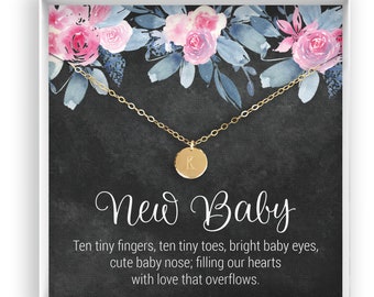 Pregnancy Gift Necklace, New Mom Necklace, Baby Shower Gift, Expectant Mother, Pregnant Friend, Message Card, 14kt Gold Filled, Silver, Rose