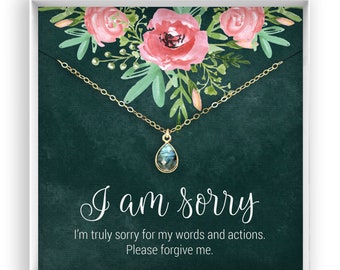 Im Sorry Gift, Apology Gift, Apology Card, Dainty Gemstone Necklace, Jewelry Present, Giftable Necklace, 14kt Gold Filled, Sterling Silver