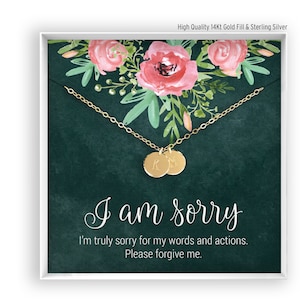 Je suis désolé cadeau, cadeau d’excuses, collier pour elle, pardonnez-moi, meilleure amie petite amie famille, or 14kt rempli, remplissage en or rose, argent sterling