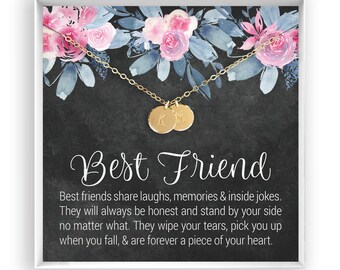 Best Friend Necklace, BFF Necklace, Best Friend Gift Jewelry , Long Distance, Quotes, Friends Forever, Circle, 14kt Gold Fill, Silver, Rose