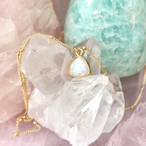 Dainty Opal Necklace, October Birthday Gift, Opal Jewelry, White Opal Necklace, October Birthstone Necklace, in Gold Filled or Silver