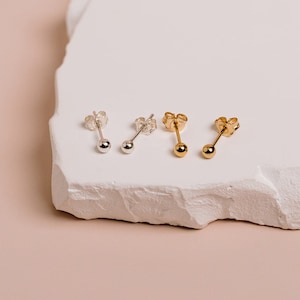 Simple Gold Studs, 14k Gold Filled or Silver, Minimalist Stud Earring, Ball Posts, Tiny Studs, Small Earrings, Mini Studs, Small Round Posts