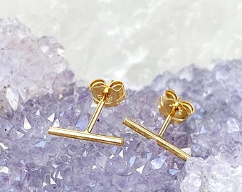 Bar Stud Earrings, Tiny Line Earrings, Minimalist Stud Earring, Thin Line Studs, Bar Earrings, Line Posts, 14k Gold Filled, Rose or Silver