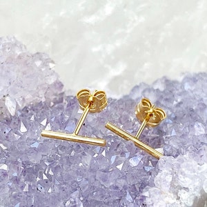 Bar Stud Earrings, Tiny Line Earrings, Minimalist Stud Earring, Thin Line Studs, Bar Earrings, Line Posts, 14k Gold Filled, Rose or Silver
