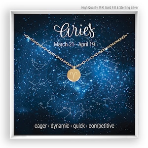 Aries Necklace, Zodiac Necklace, Horoscope Necklace, Aries Jewelry, Astrology Sign, Aries Birthday Gift, 14kt Gold Filled, Rose, Silver
