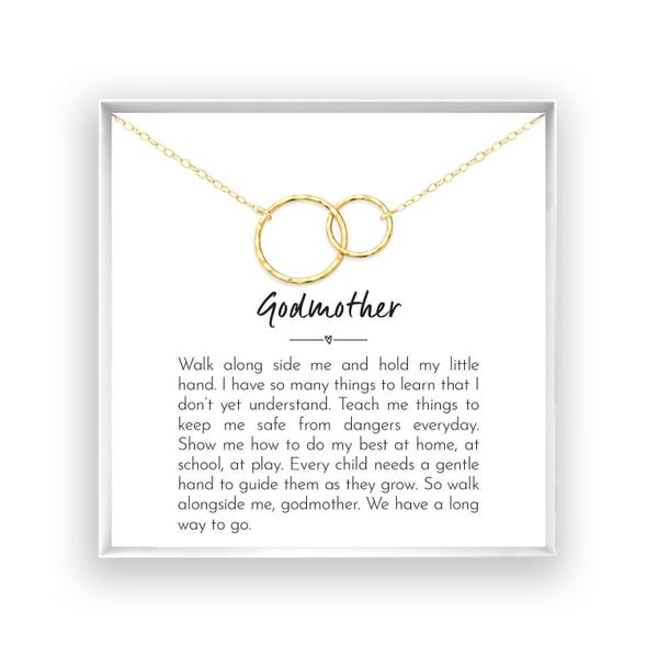 Godmother Gift, Godmother Proposal, Godmother Necklace, Will you be my Godmother, Message Card Poem Quote, 14kt Gold Fill, Rose, Silver W L