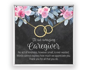 Caregiver Gifts, Daycare Gift, Caregiver Thank You, Necklace for Caregiver, Caregiver Appreciation, Gift Card, Gold Filled, Rose Silver BF S
