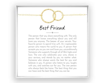 Best Friend Necklace for Best Friend Gift for BFF Jewelry for Bestie Quotes Message Card Poem for Best Friend,14kt Gold Fill, Rose, Silver W