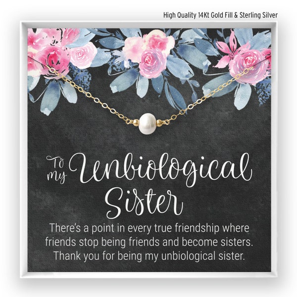 Unbiological Sister Gift, Best Friend Necklace, Big Little Sorority, Soul Sister, Bridesmaid Gift, 14kt Gold Filled, Rose, Sterling Silver