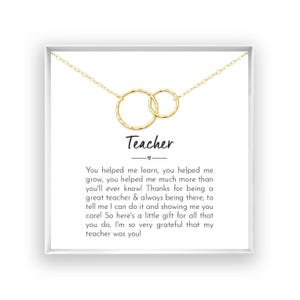 Teacher Gift, Teacher Appreciation, Teacher Jewelry, Interlocking Circles, 14kt Gold Filled, Rose Gold, or Sterling Silver